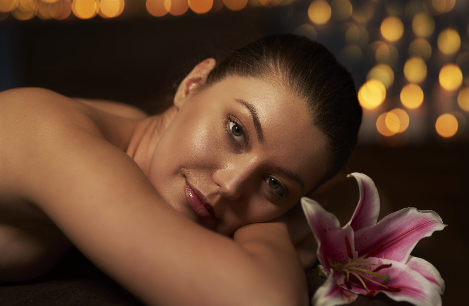 Relaxed spa client